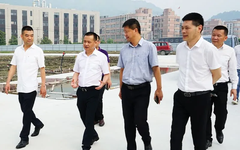Building a model of high-quality products - Wu Chengqian, the county magistrate of Yongjia County, and his party visited the construction site of HuaDongPlay Amusement New Factory for work research