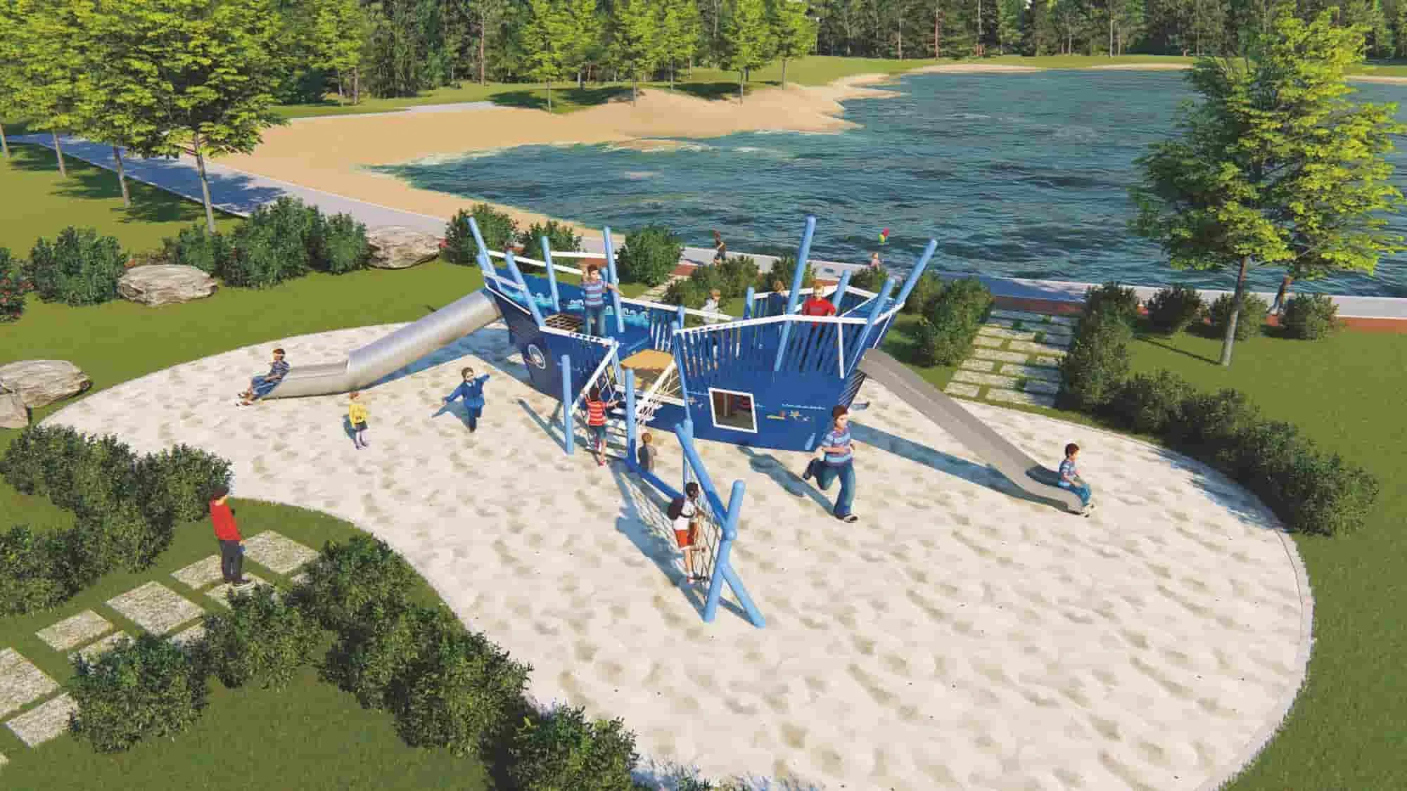 Large Wooden Custom Non-Standard Pirate Ship Combination Slide HD-MHD012