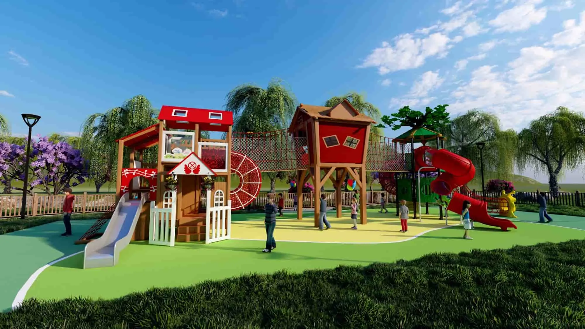 Wooden Non-Standard Custom Boardwalk Theme Children's Playground Landscape Design HD-MLY009