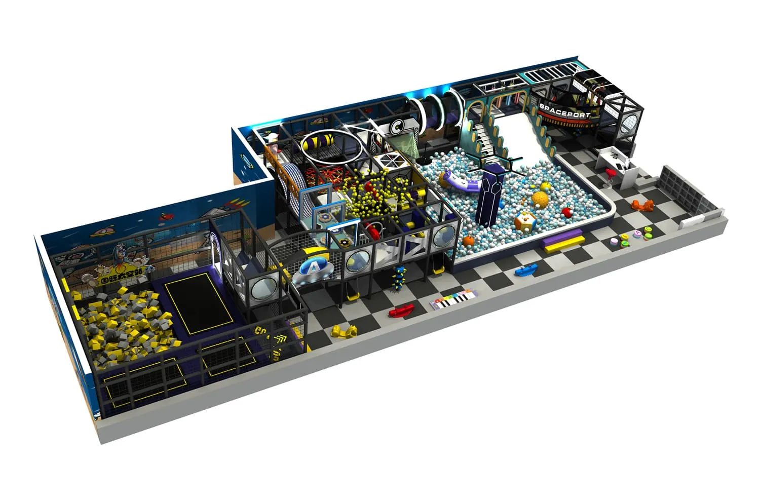 Tech World Series Indoor Naughty Castle Trampoline Playground HD-TTB129