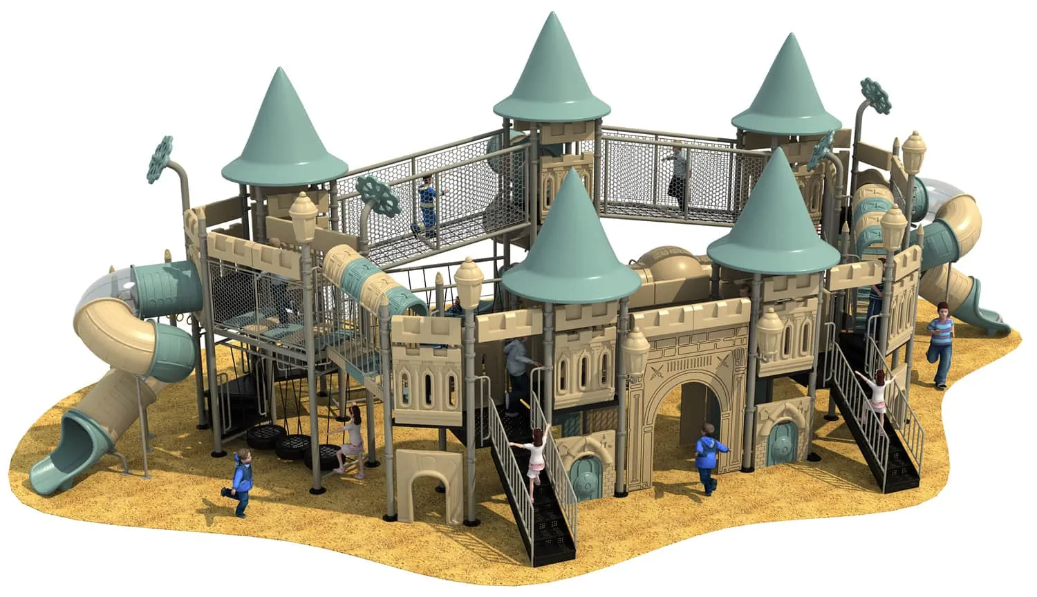 European-Korean Castle HD-HOH020 - Children‘s Slide Slide Combination