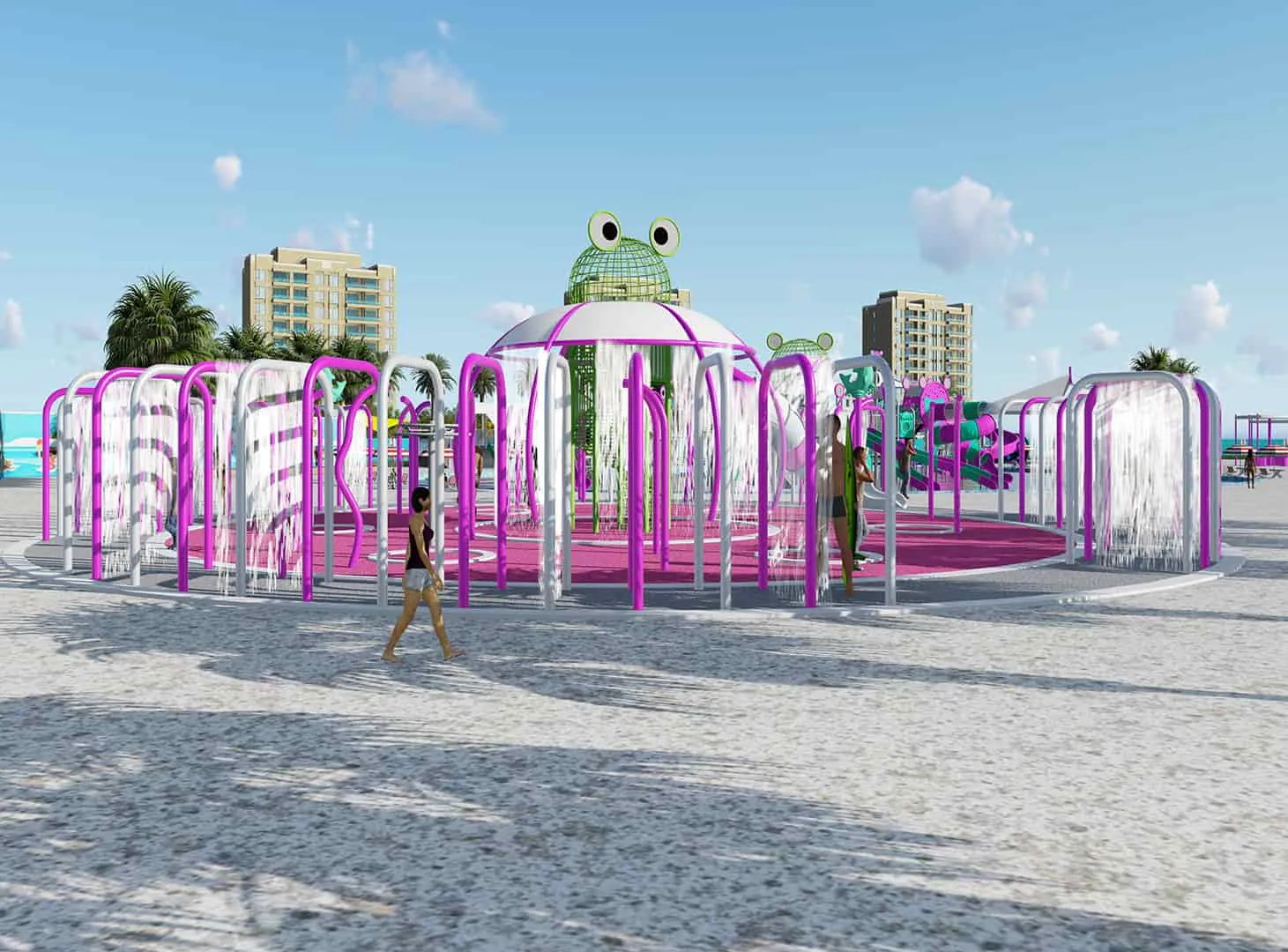 Tadpole Theme Water Park HD-LSH024 Children's Slide Slide Combination