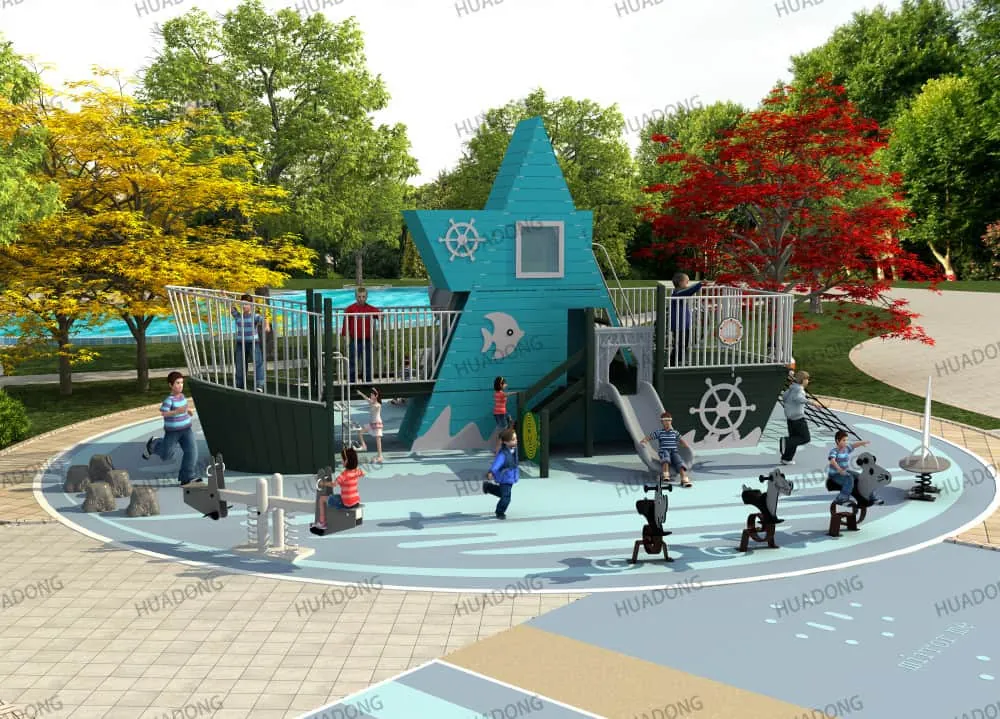 Wooden Pirate Ship Outdoor Slide HD-MHD001