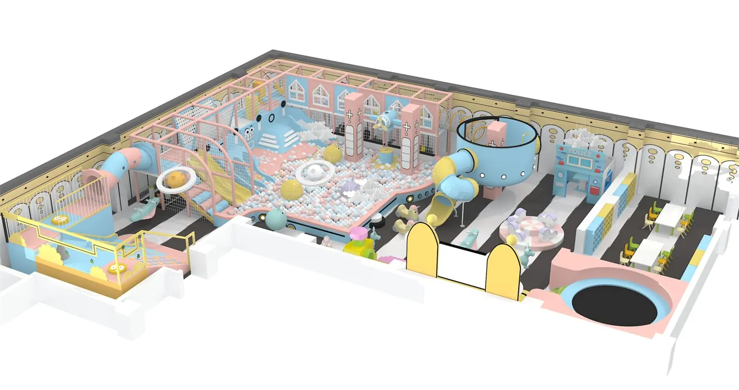 Colorful series macaron theme indoor naughty castle children's playground HD-TTB095