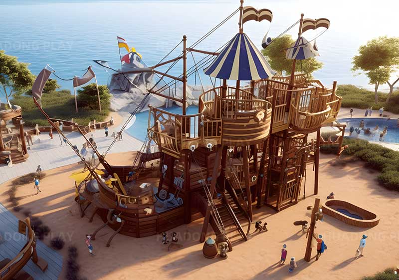 3D-Rendered Pirate Ship Theme Park 3D-Rendered Pirate Ship Theme Park