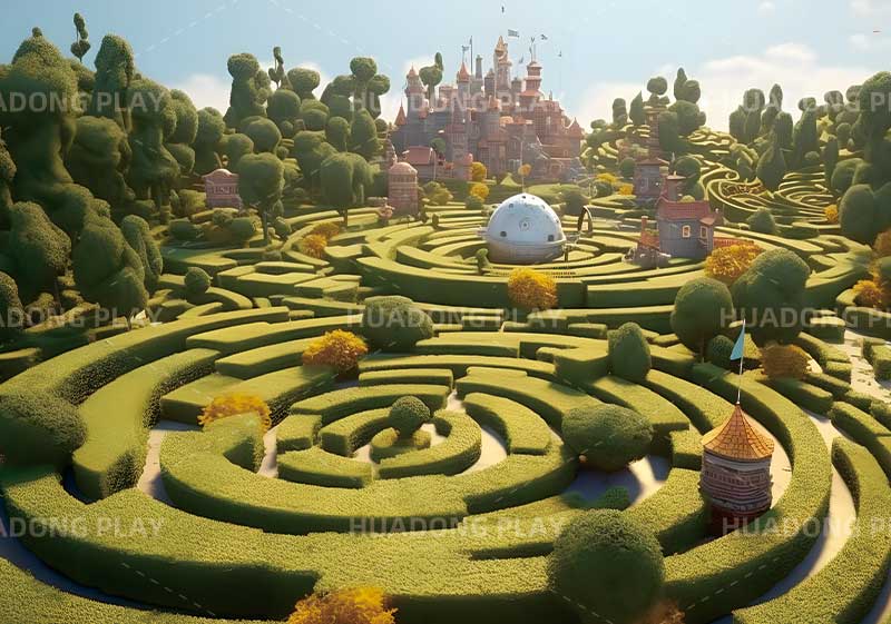 3D-Rendered Maze Theme Park