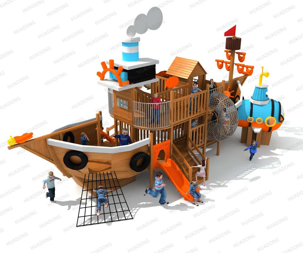 Wooden Pirate Ship HD-MHD010 - Children's Slide, Slide Combination