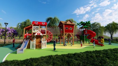 Wooden Non-Standard Custom Boardwalk Theme Children's Playground Landscape Design