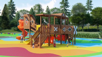Wooden Country Style Airplane Theme Children's Playground Landscape Design HD-MLY